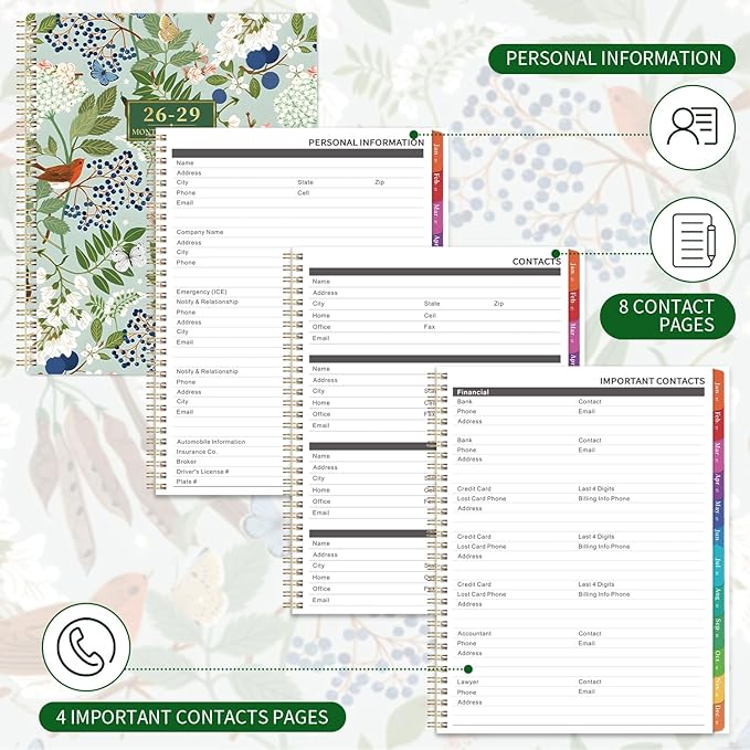 2026-2029 Monthly Planner/Calendar - 3 Year Monthly Planner 2026-2029, July 2026 - June 2029, 9" x 11", 3 Year Calendar 2027-2028-2029 with Colorful Tabs, Notes Pages, Inner Pocket