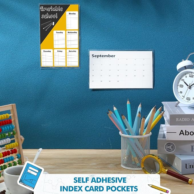 Outus 400 Pcs Self Adhesive Shop Ticket Holders Clear Plastic Sleeves Adhesive Pockets Work Order Job Ticket Holders for Back to School Student Label Home Office Posting Signs (5 x 8 Inch)