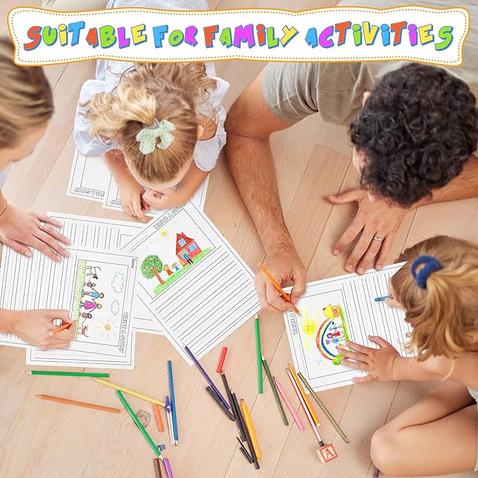 50 Sheets Writing Beginner Paper for Kids Create Story, 8.5"x11" Handwriting Paper Bulk with Picture Space and Lines DIY Craft Writing Kit for Kids Journal Activity, Easter Gifts