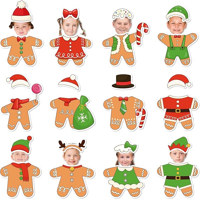 178Pcs Christmas Red Gingerbread Man Cutouts, Christmas DIY Photo Craft Cutouts Wall Classroom Bulletin Board Decoration, Elementary School Classroom Chalkboard Supplies Wall Door Decor