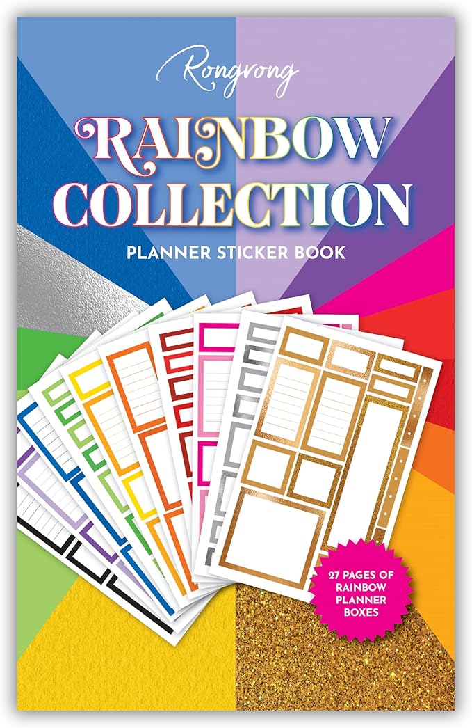 Rongrong Rainbow Planner Stickers Book for Planners, Calendars, Journals and Projects – Premium Quality Hand Drawn Transform Your Planning Into a Colorful Dream - Scrapbook Stickers – 27 Pages