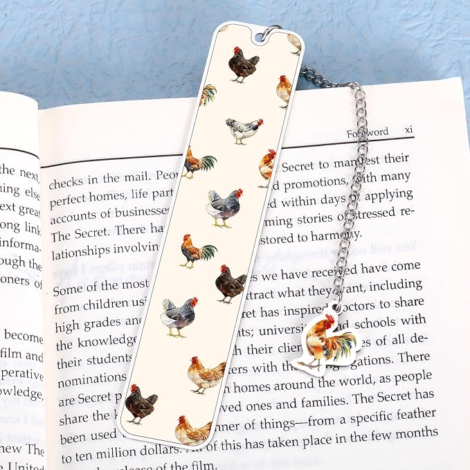 Funny Book Marks for Reading Women Chicken Lover Bookmark for Women Girls Farm Animal Lover Gift Reading Accessory Birthday Christmas Gift Gag Gifts Basket Stuffers Just a Girl Who Loves Chickens