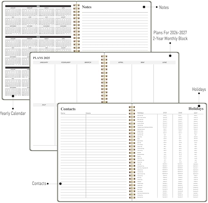2026-2027 Monthly Planner, Calender Planner from Jan 2026- Jun 2027, 18 Months for Planning with Habit Tracker, To-Do List, Goals,Summary ,7.5" x 10", Spiral Bindding for Personal Organizer and Office Supplies