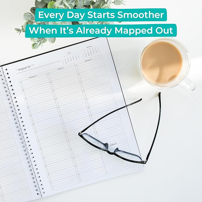 WallDeca Appointment Planner 2026, Agenda Planner With Weekly And Monthly View, Daily Agenda Book And Yearly Planners Calendar Book, Spiral Bound With Day Timer, Notes, Goals, Holidays (8.5 x 11 in)