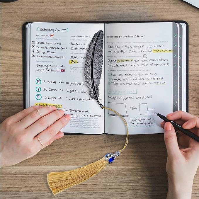 18 Pcs Metal Feather Bookmark with Tassels Vintage Gifts for Women Men Teacher Student Graduation Birthday Gifts Feather Shaped Bookmark Assorted Colors Metal Page Markers for Book Lover