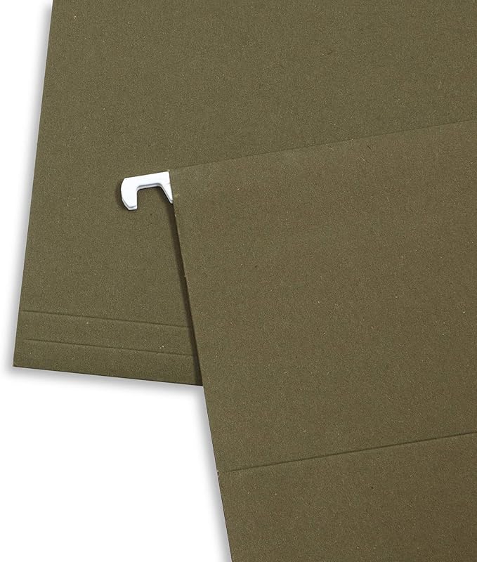 Blue Summit Supplies 50 Legal Size Hanging File Folders, 1/5 Cut Adjustable Tabs, 5 Tab Locations, Designed for Legal and Law Office File Organization, Standard Green, 50 Pack, Legal Size