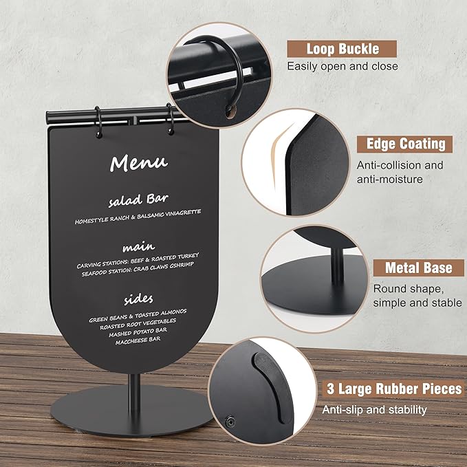 SELEAD Small Chalkboard Words Sign - 8x12 Inch Tabletop Decorative Chalk Board with Metal Stand, Half Circle Double-Sided Message Menu Board for Food, Store, Business, Wedding