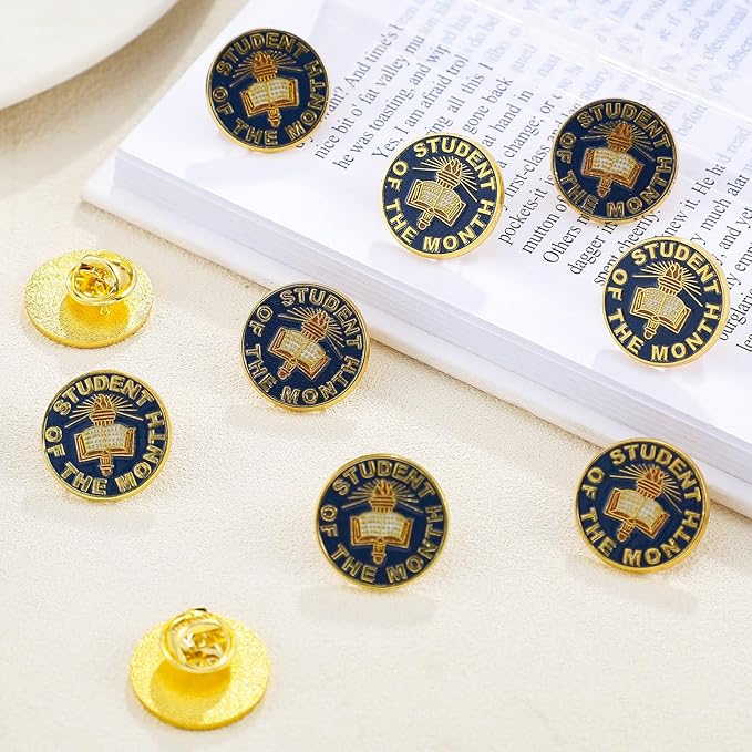 Huquary 10 Pcs Student of the Month Lapel Pins Bulk Appreciation Reward Gifts Enamel Badge Recognition Pins 3/4 Inch Motivational Awards for Students School Classroom Teacher Supplies