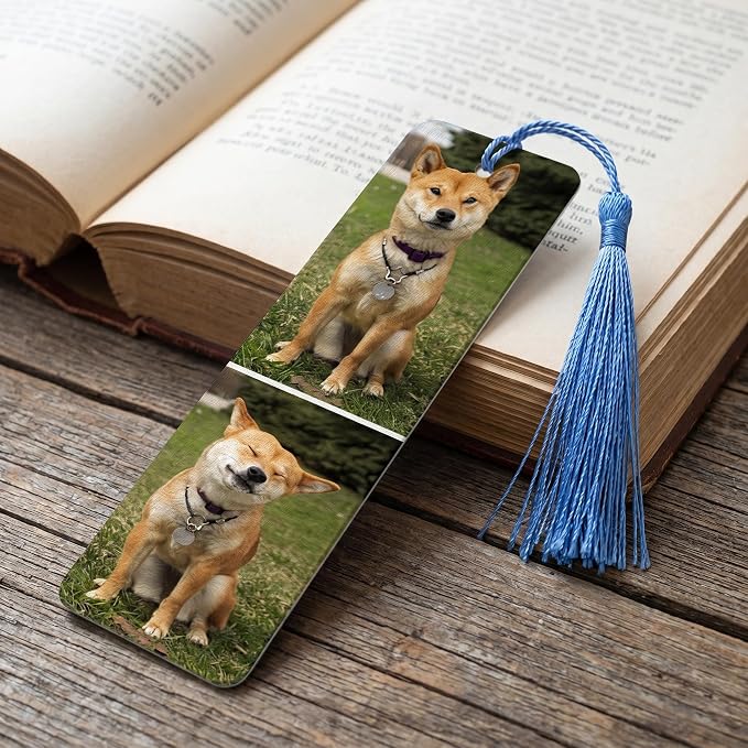 Custom Bookmark - Personalized Metal Bookmarks with Tassel, Customized Photo Color Picture Book Mark Gift for Women Men Readers Kids Book Lover Teacher Classmate Christmas Valentine's Day