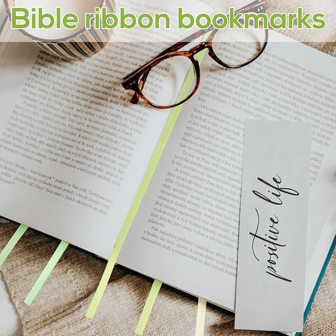 Outus 3 Pieces Bible Ribbon Bookmark Markers Artificial Leather Bookmark with Ribbons for Books Office(Fresh,Green)
