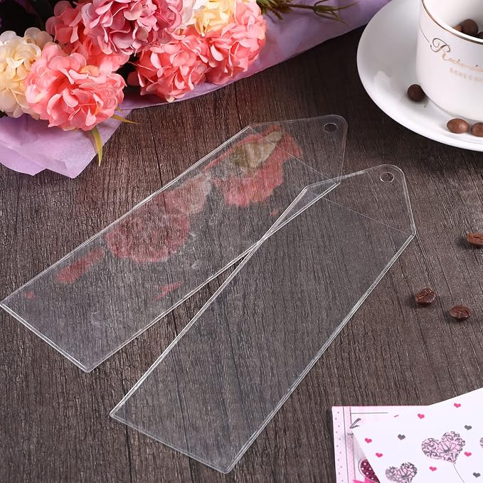 Blulu 60 Pieces 2x6 Inches Clear Bookmark Sleeves Plastic Bookmark Holder Blank Photo Booth Frames Vinyl Cover for Wedding Photo Strips Graduation Gift Office Party Favors
