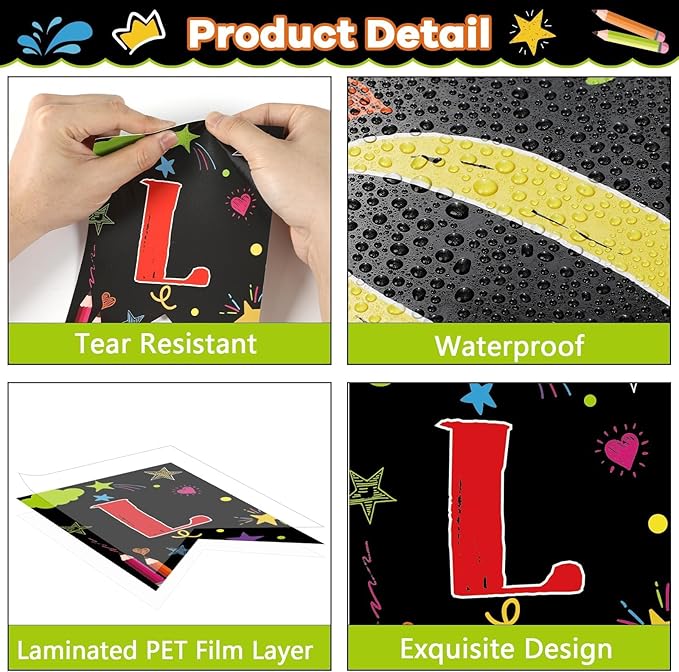 Word Wall Classroom Bulletin Board Set Classroom Alphabet Letters for Wall Alphabet Classroom Decoration Supplies for Home Preschool Primary School Classroom Wall Decor(Colorful on Black)
