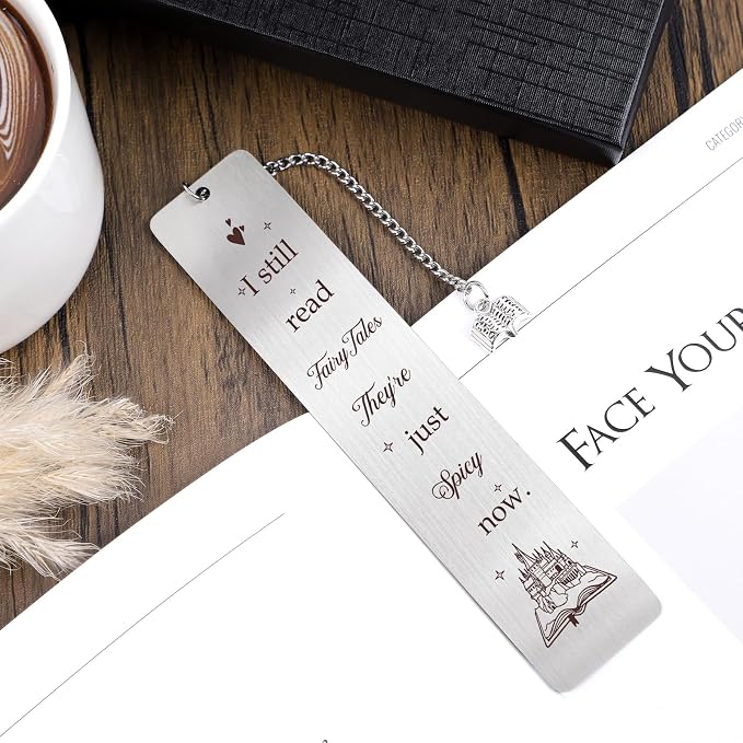Fairytales Metal Bookmark Gifts - Spicy Funny Bookmarks for Book Lovers Women Girls, Beautiful Book Mark with Pendant, Unique Halloween Thanksgiving Christmas Graduation Gift