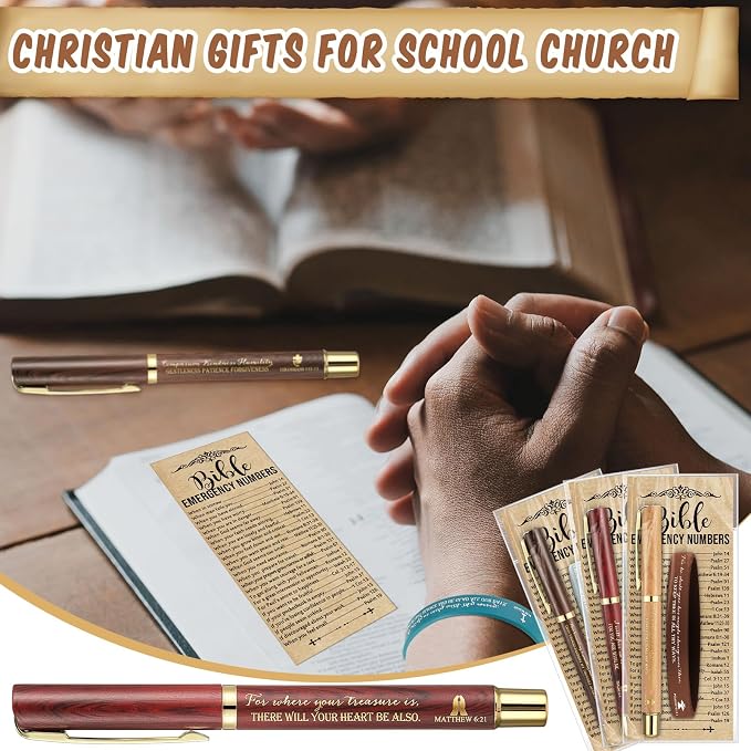 Feifeiya 50 Sets Father’s Day Christian Gifts Bulk for Men, Religious Gift Set with Bible Verse Pens, Scripture Wristbands, Bible Emergency Numbers Bookmarks, Gift Bags for Dad Grandpa Church