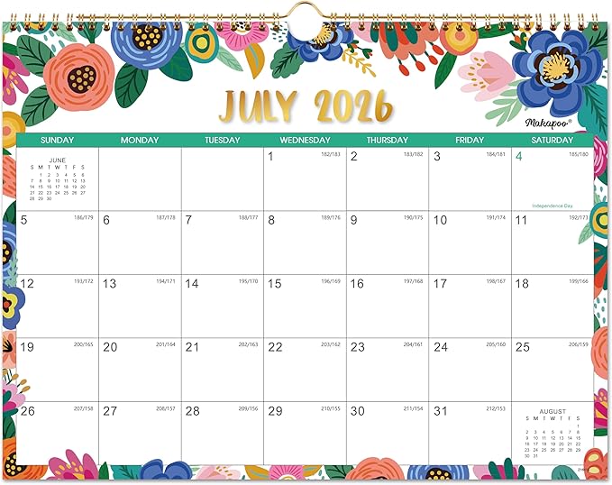 Wall Calendar 2026-2027 - Calendar 2026-2027, JUL. 2026 - Dec. 2027, 18 Monthly Wall Calendar, 15" x 11.5", Wall calendar with Twin-Wire Binding, Hanging Hook, Julian Dates, Thick Paper
