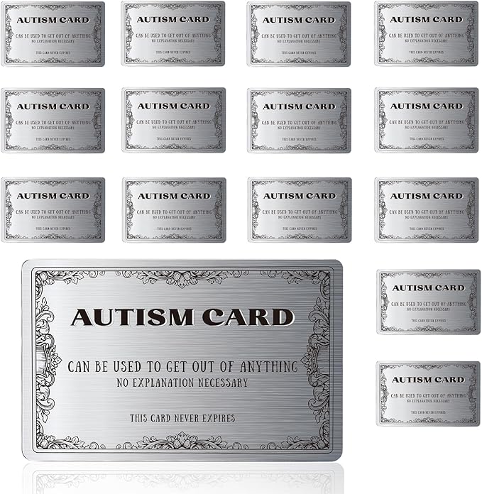 15 Pcs Double-Sided Autism Communication Cards, PVC Wallet-Size Communication Aid for Social Situations, Plastic Cards Set for Friends & Family