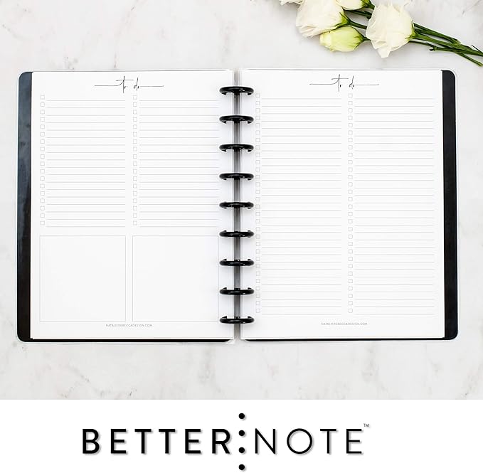 BetterNote To Do List Refill Pages for Disc Notebooks, Fits Levenger Circa, Happy Planner, Staples Arc, TUL, Talia (9-Disc, 7"x9.25", Modern- 25 Sheets)
