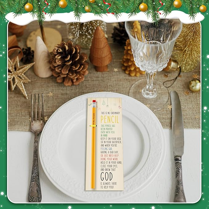 Fainne 100 Pcs Christian Pencils Gifts Bulk Verse Scripture Pencils with Cards Give It All to God Religious Church Gift for Christmas Prayer VBS Assumption Day Church Sunday School Teacher