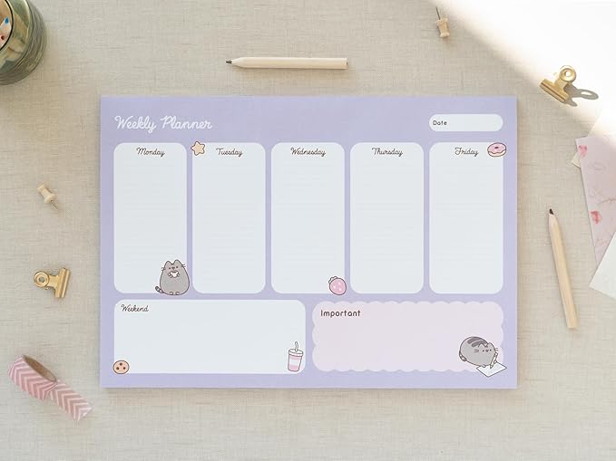 To Do List Notepad Pusheen Calendar A4 | Daily, Weekly Planner | ADHD Planner Pad | 54 Tear-Off Sheets 90 gsm | Pusheen Stationery | Improve Productivity | Task Planner