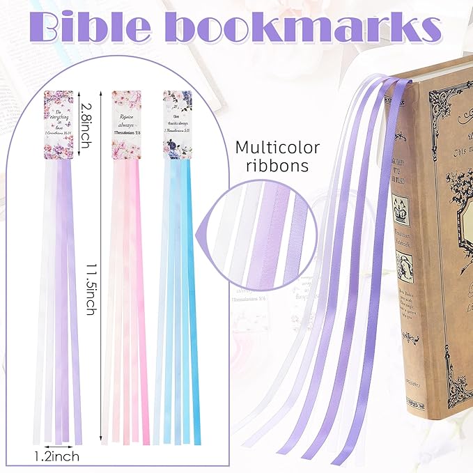 Outus 3 Pieces Bible Ribbon Bookmark Markers Artificial Leather Bookmark with Ribbons for Books Office(Rose,Pink)