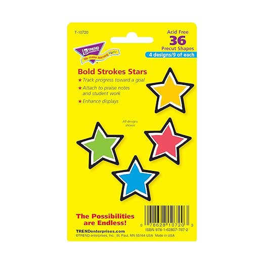 TREND enterprises, Inc. Bold Strokes Stars Mini Accents Variety Pack, 36 ct