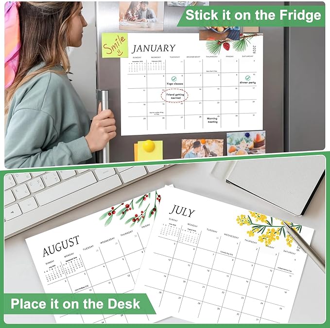 Magnetic Refrigerator Calendar (January 2026 to June 2027) | 18-Month Fridge Calendar for Home & Office Planning, 15"x12" (White-1, 12 * 15)