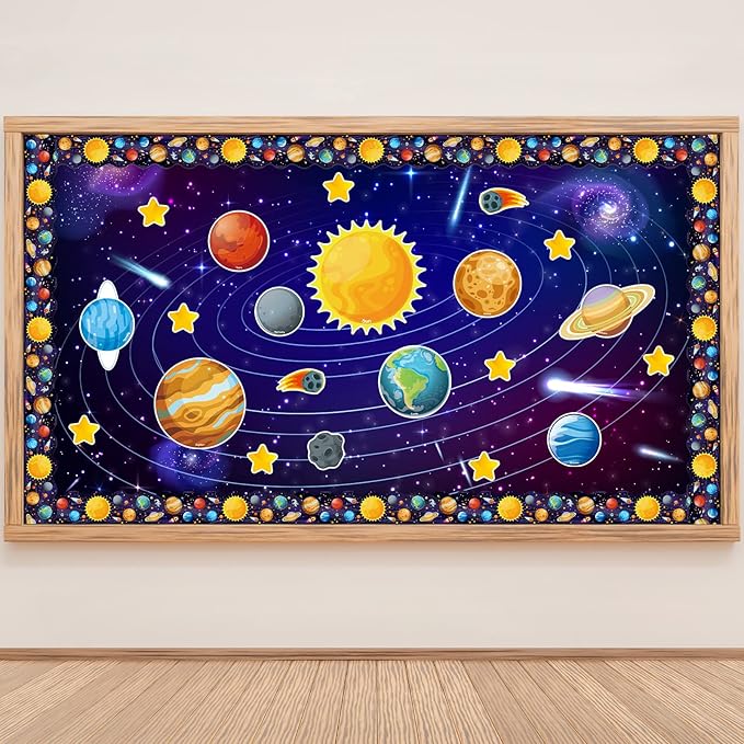 42 Pcs Solar System Cutouts Planet Cutouts for Bulletin Board Sun 8 Planets Galaxy Wall Decal Outer Space Room Decor Birthday Party Decorations