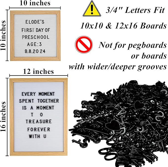 C CRYSTAL LEMON 3/4 Inch Black Letter Board Letters, 336 Pcs Plastic Letters Numbers Symbols, Replacement Set for Compatible Felt Letter Boards, No Board Included