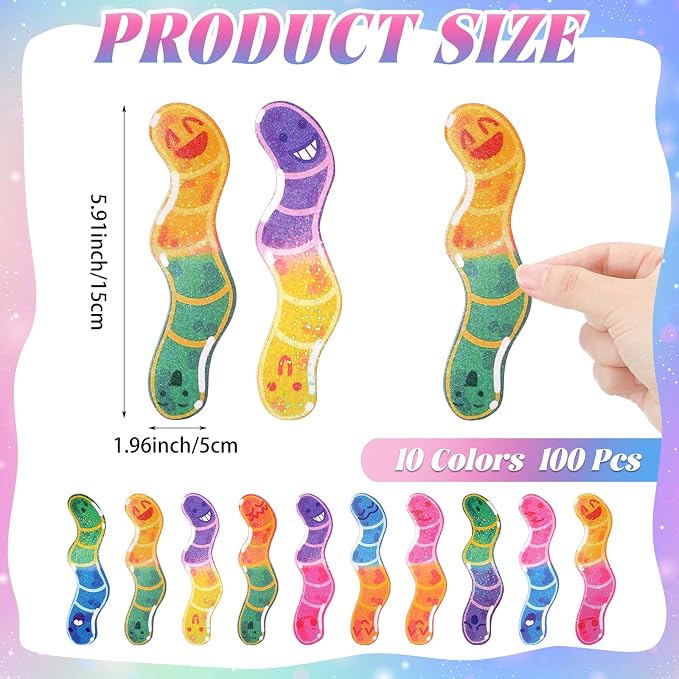100 Pcs Worm Bookmarks Bulk for Kids End of The Year Gifts for Students Back to School Bookmarks for Students Teachers Classroom Rewards Reading Party Favors for Book Lovers Bookish Supplies