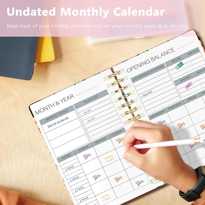 Ospelelf Budget Planner Budget Book with Bill Organizer and Expense Tracker 12 Month Undated Account Book to Take Control of Your Money Pink Floral