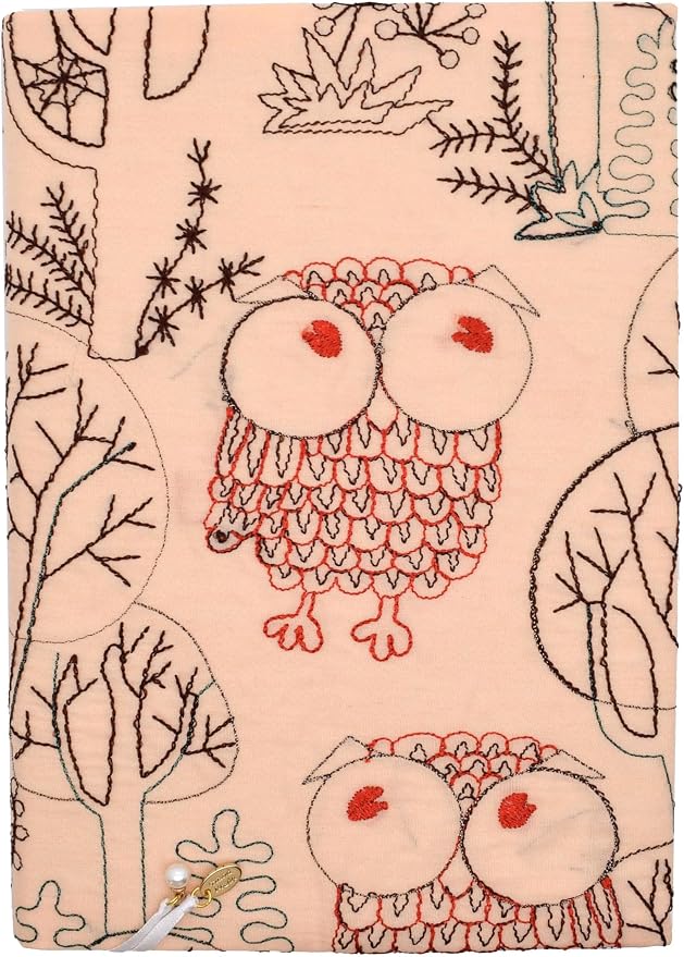 BLBMH 5.5x8.5 Fabric Bible Cover Non-Stretch | Built-in Bookmark | Handmade Washable Book Sleeve for Paperback Journal Privacy Reading Gift for Women - Owl
