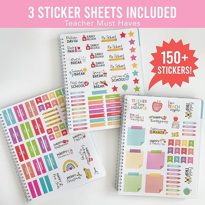 Hadley Designs Teacher Planner 2025-2026 – Lesson Planner Book for Teachers Must Haves, Undated Teacher Planners, Lesson Plan Notebook, Homeschooling Planners, Teachers Appreciation Gifts
