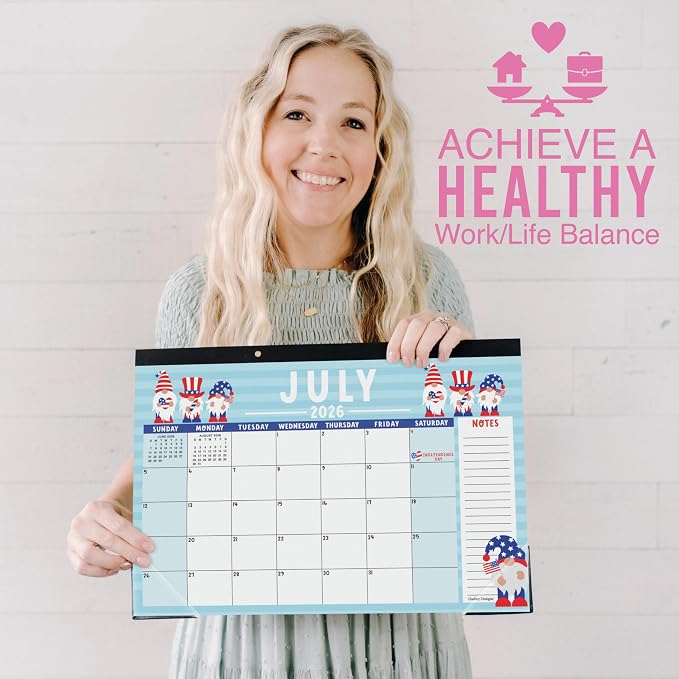 Hadley Designs Large Teacher Desk Calendar 2026-2027 - Desktop Calendar 2026, 18-Month Desk Calendars for Home, Office & Classroom, Cute Classroom Must Haves, Teacher Appreciation Gifts