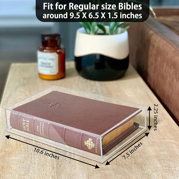 Acrylic Wall Mount Bible Display Case, Vertical & Horizontal, 10.25 x 7.25 x 2 inch