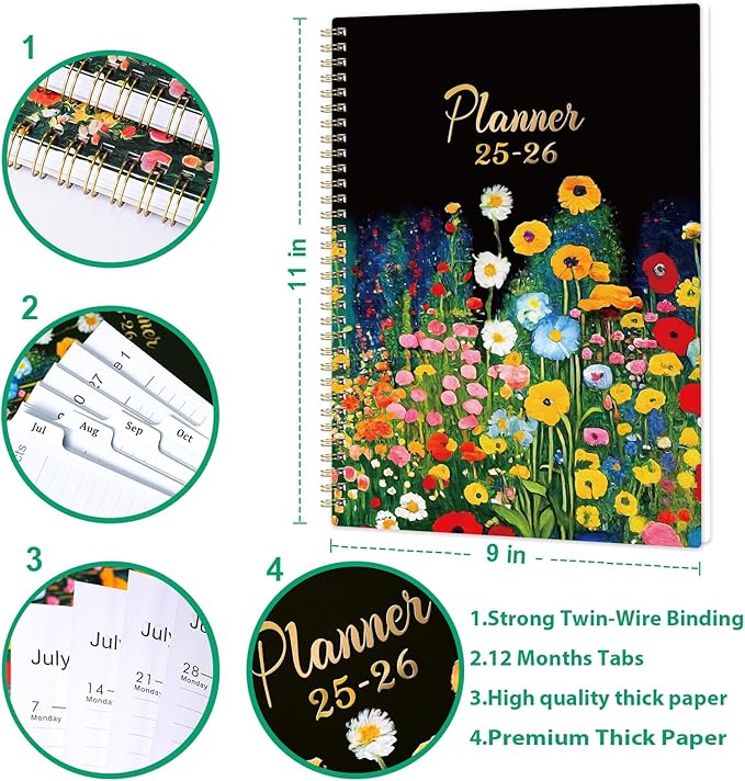 2025-2026 Planner - 2025-2026 Planner Weekly and Monthly, July 2025-June 2026 planners, Large Weekly Monthly Planners, 8.5''x11, with 12 Tabs, Flexible Cover