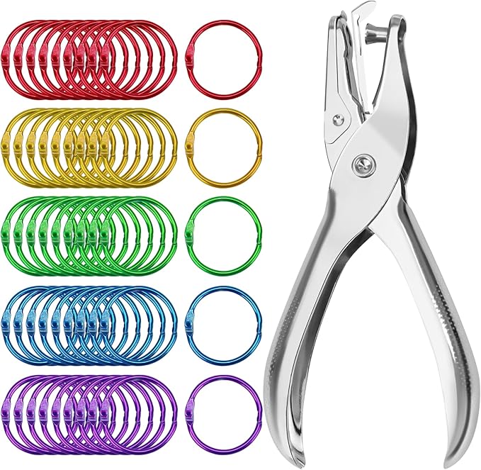 OWLKELA 1 Inch Binder Rings (50 Pack), Office Book Rings, Loose Leaf Rings, Metallic Assorted Colors, Ideal for Crafts, Documents, Photos, and Scrapbooking