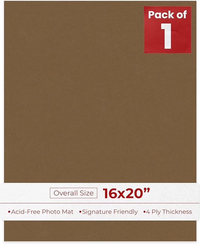 Poster Palooza 16x20 Backing Board Brown Uncut Photo Mat Board