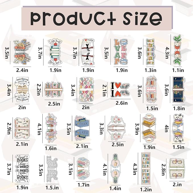 Nezyo 24 Pieces Magnetic Bookmarks Cute Magnet Page Markers Foldable Page Clip for Students Reading Stationery Supplies Office Presents(Book)