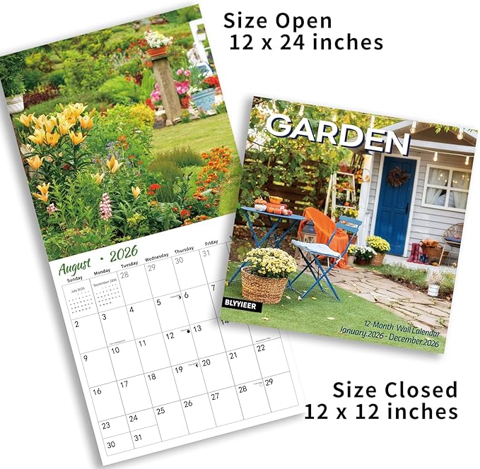 2026 Wall Calendar Garden | 12 Monthly Hangable Garden Calendars | 12" x 24" (Open) | Thick & Sturdy Paper for Organizing & Planning | Home and Office