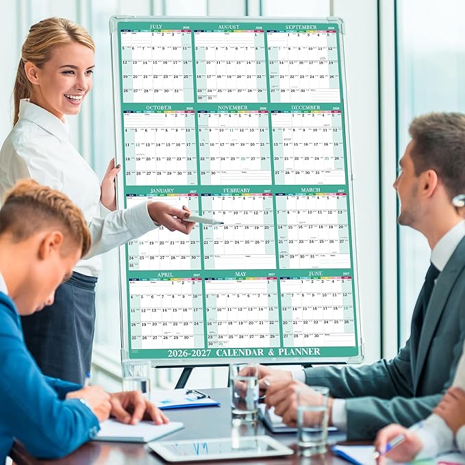 Yearly Wall Calendar 2026-2027 - 2026-2027 Calendar, July 2026 - June 2027, 34.8" x 22.8" (Open), Yearly Wall Calendar 26-27, 26-27 Calendars Vertical, One Page for Organizing - Colorful Lump