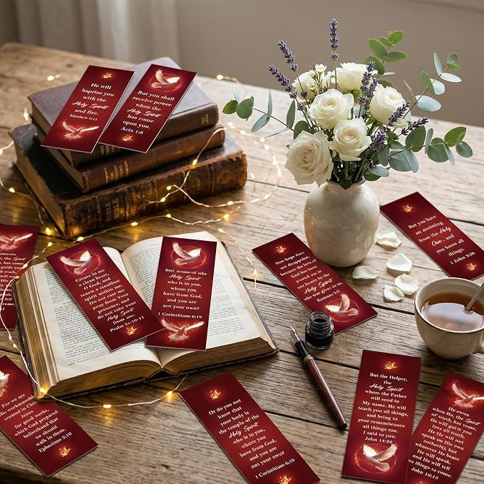 Come Holy Spirit Bookmarks Gifts - Wxiben 200 Pcs Confirmation Bookmarks Christian Religious Book Markers Page Clip Bible Verses Confirmation Gift for Women Men Church Sunday School Party Favors