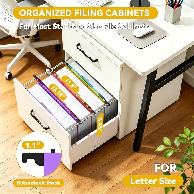 Plastic High Capacity Hanging File Folders,12 Pack Heavy Duty 2.5" Expanding Wide Hang Folder Letter Size,Colored Office File Cabinet Folder with Tab,Sturdy Hanging Organizer for Bulky File