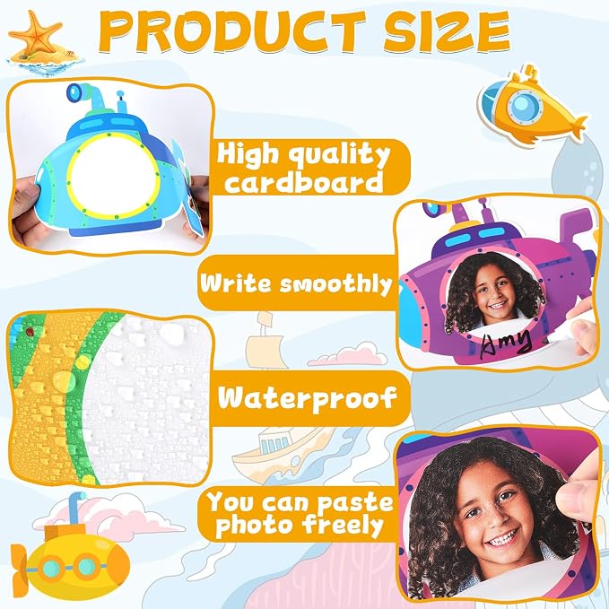 gisgfim 80Pcs Summer Cutouts Submarine Decorations Under The Sea Bulletin Board Summer Ocean Paper Cut-Outs Classroom Decor for Boy Girl DIY Craft Photo Wall Kindergarten Preschool Party Favor Supply