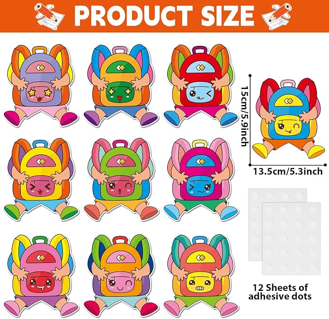 gisgfim 80Pcs Backpack Cutouts Back to School Decorations Bulletin Board Colorful School Bag Paper Cut-Outs Classroom Decor for Boy Girl DIY Craft Photo Wall Kindergarten Preschool Party Favor Supply