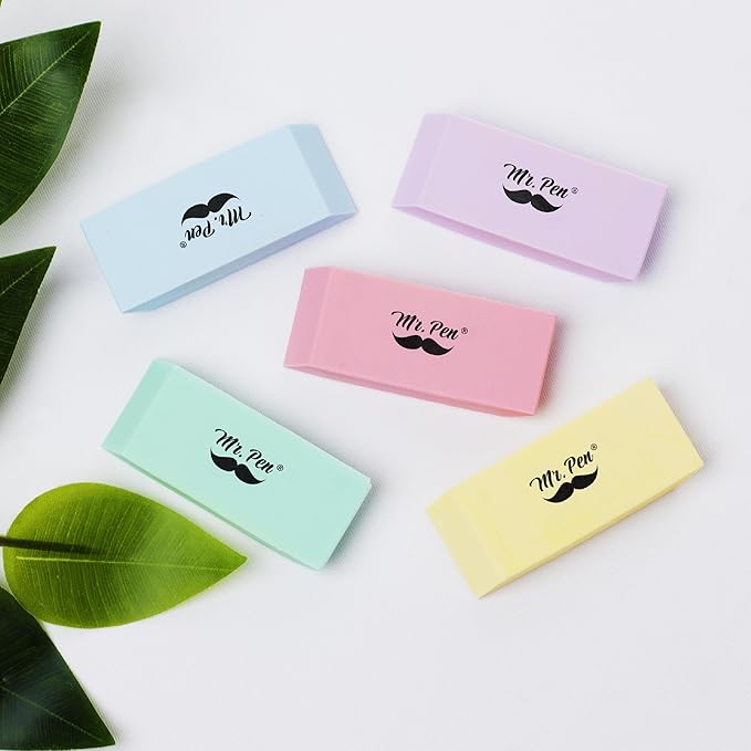 Mr. Pen- Pencil Eraser, 12 Pack, Yellow, Large Latex Free Block Erasers for School, Office, Art Sketching, Homework, Exams, Clean Smudge-Free Correction