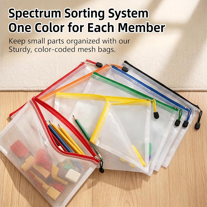 RAINFLOW a4 Mesh Zipper Pouch Bags - 12 PCS Reusable Mesh Bags with Zipper Waterproof Storage Bag Organizer for Document Toy Storage Classroom Organization and Storages Office Supplies in Multicolor