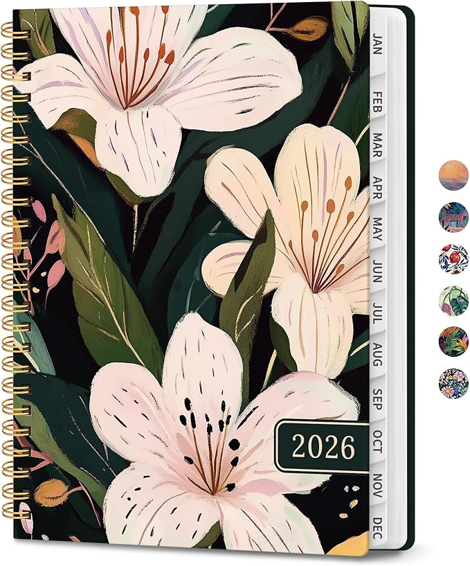 2026 Planner, Weekly and Monthly Calendar Planner for Women, Jan 2026 - Dec 2026, Hardcover Planning Agenda book with Tabs, Spiral Bound, Inner Pocket, Perfect for School Office Supplies, 8.5" x 11" - Soft Lily