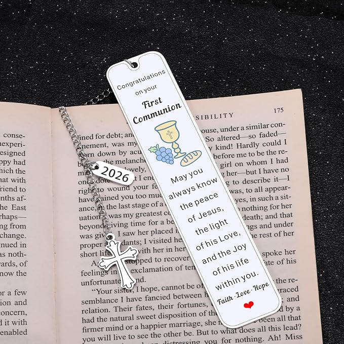 2026 First Communion Gifts for Boys Girls 1st Communion Party Favors Gifts for Boys Girls Bookmark Christian Easter Basket Stuffers for Teens Teenage Boy Girl Catholic Religious Easter Gift for Kids