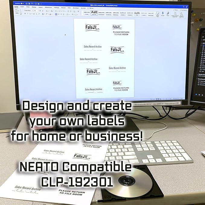Blank Labels CD/DVD Labels, Neato CLP-192301 Compatible Large Center Holes Permanent White Matte, Inkjet and Laser Printed Guaranteed Easy to Peel 3 Per Sheet 1000 Sheets 3000 Disc Labels