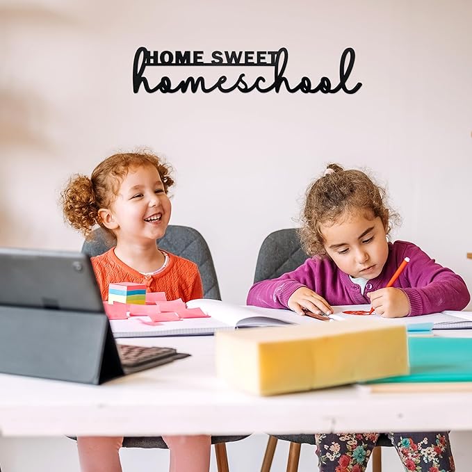 Home Sweet Homeschool Decor Wall Sign Wood Homeschool Room Decor Words Kindergarten Homeschool Supplies Classroom Decorations Preschool Wall Decor for Toddlers Gift for Boys Girls Kids Wall Decor (B)